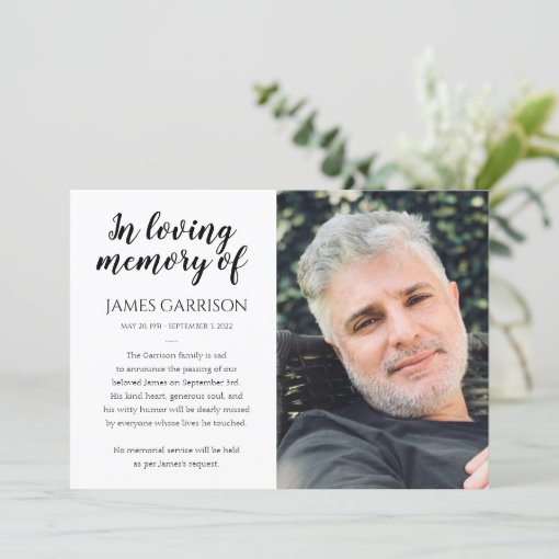 In Loving Memory Photo Announcement | Zazzle