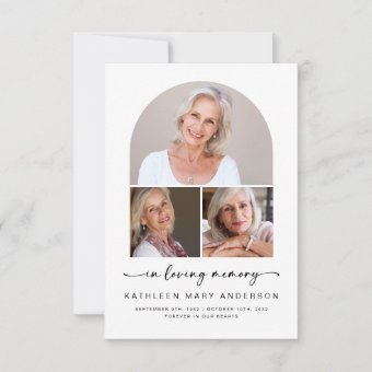 In Loving Memory | Photo Arch Funeral Sympathy Thank You Card | Zazzle