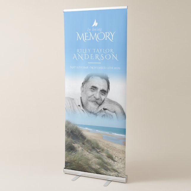 In loving memory photo beach funeral banner (3/4)