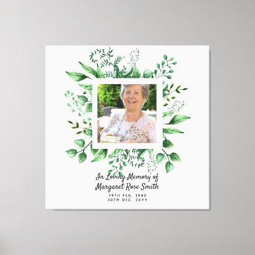 In Loving Memory PHOTO Bereavement Loss Memorial Canvas Print