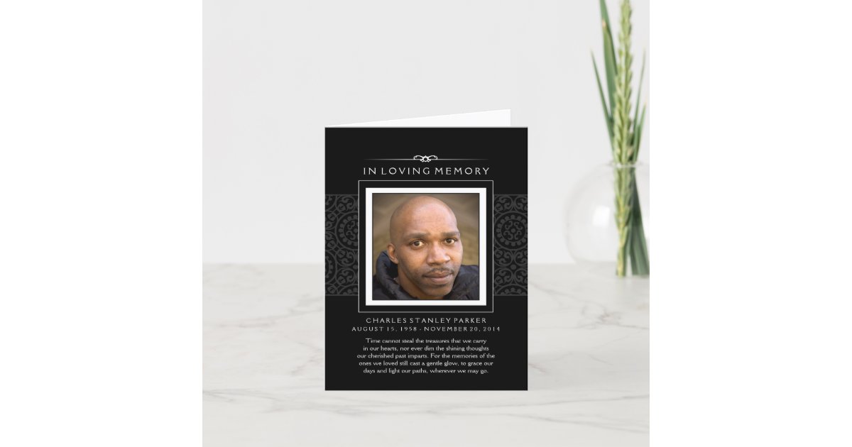 In Loving Memory Photo Black Greeting Card | Zazzle