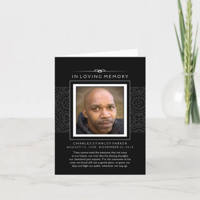 In Loving Memory Photo Black Greeting Card | Zazzle
