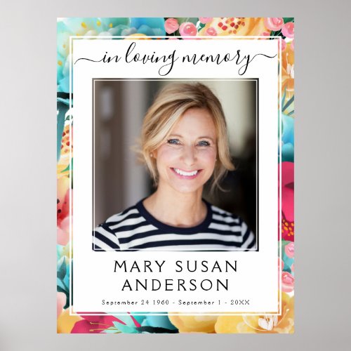 In Loving Memory Photo Bold Floral Welcome Sign