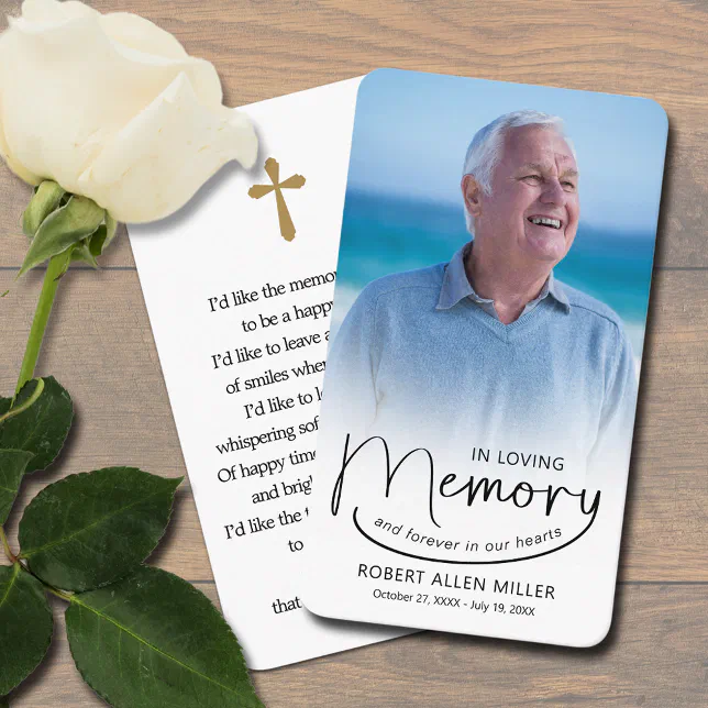 In Loving Memory Photo Bookmark Prayer Card | Zazzle