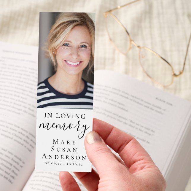 In Loving Memory Photo Calligraphy Funeral Bookmarks (Hand)