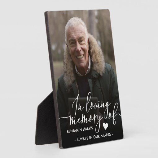 In Loving Memory Photo Calligraphy Plaque | Zazzle