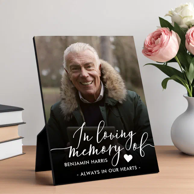 In Loving Memory Photo Calligraphy Plaque | Zazzle