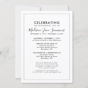 In Loving Memory Photo Celebration of Life Funeral Invitation | Zazzle