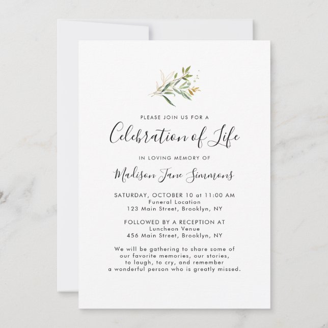 In Loving Memory Photo Celebration of Life Funeral Invitation (Back)