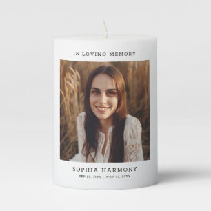 In Loving Memory Photo Celebration of Life Funeral Pillar Candle
