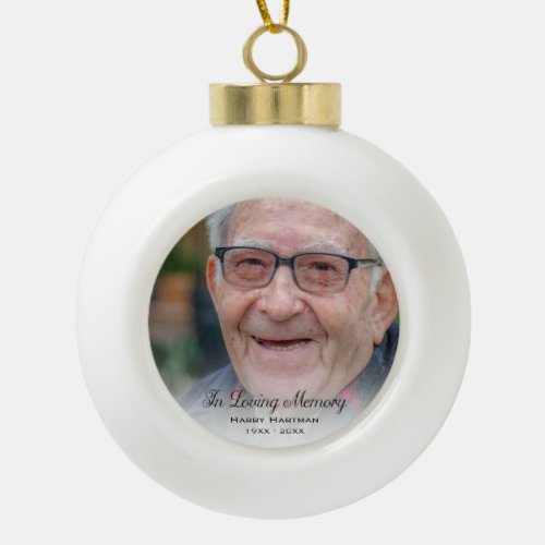 In Loving Memory Photo Ceramic Ball Christmas Ornament