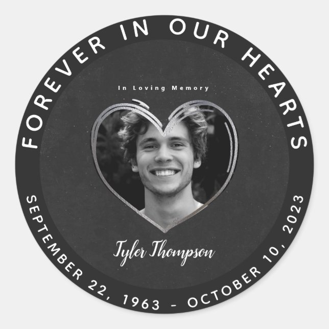 In Loving Memory Photo Classic Round Sticker (Front)