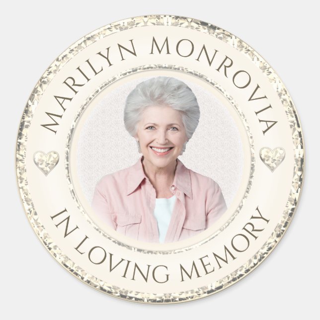 In Loving Memory Photo Classic Round Sticker (Front)
