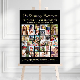 In Loving Memory Photo Collage Black Gold Memorial Foam Board
