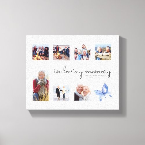 In Loving Memory Photo Collage Butterfly Canvas Print
