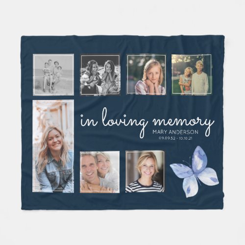 In Loving Memory Photo Collage Butterfly Fleece Blanket