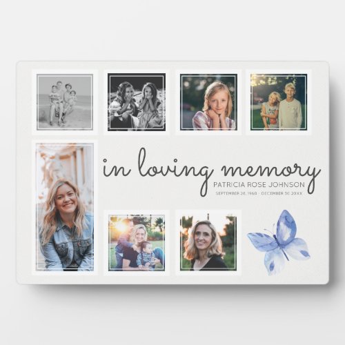 In Loving Memory Photo Collage Butterfly Keepsake Plaque