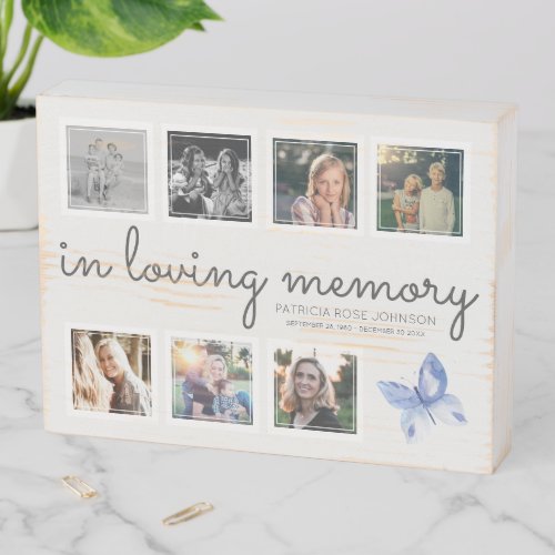 In Loving Memory Photo Collage Butterfly Keepsake Wooden Box Sign