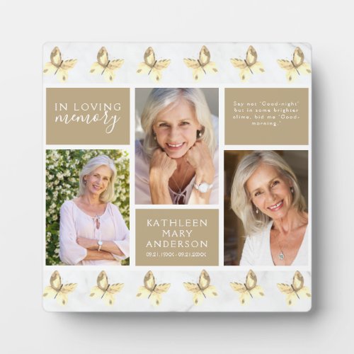 In Loving Memory Photo Collage Butterfly Memorial Plaque