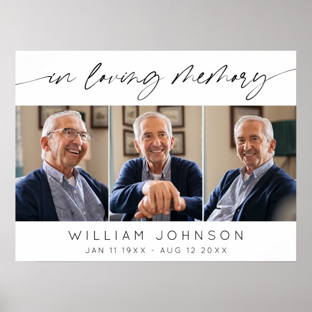 In Loving Memory Photo Collage Funeral Horizontal Poster (Front)