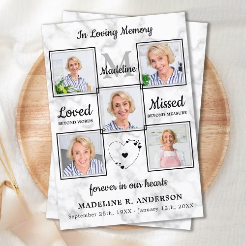 In Loving Memory Photo Collage Funeral Sympathy Thank You Card