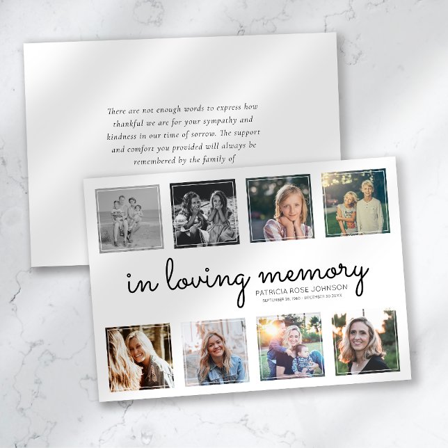 In Loving Memory Photo Collage Funeral  Thank You Card (Creator Uploaded)