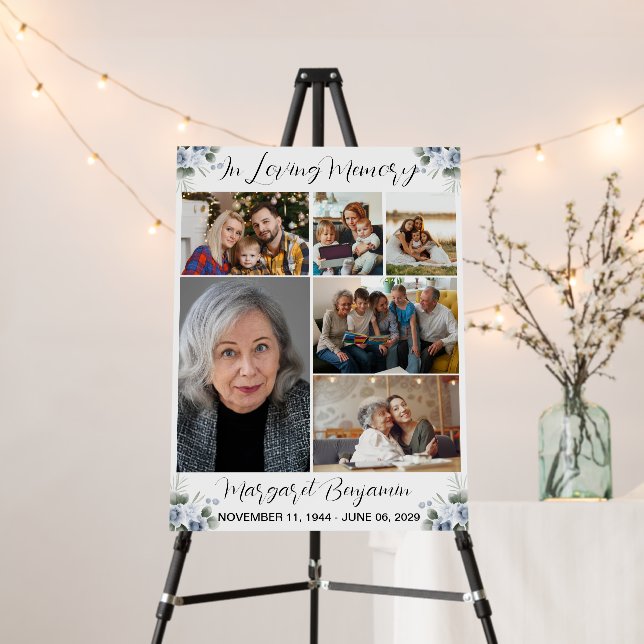 In loving Memory & Photo Collage Funeral Welcome Foam Board (In Situ (Stand))