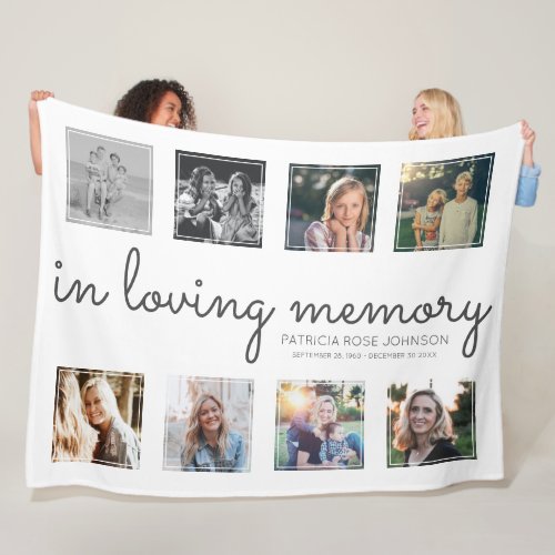 In Loving Memory Photo Collage Keepsake Fleece Blanket