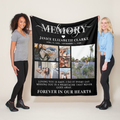 In Loving Memory Photo Collage Memorial Fleece Blanket