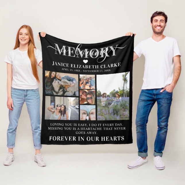 In Loving Memory Photo Collage Memorial Fleece Blanket (In Situ)