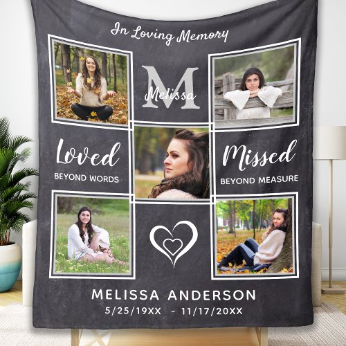 In Loving Memory Photo Collage Memorial Fleece Blanket