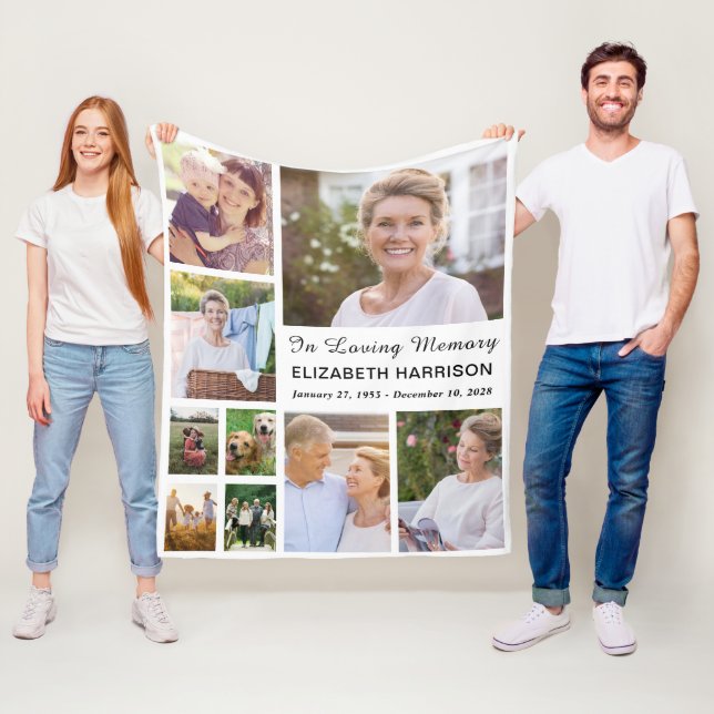 In Loving Memory Photo Collage Memorial Fleece Blanket (In Situ)