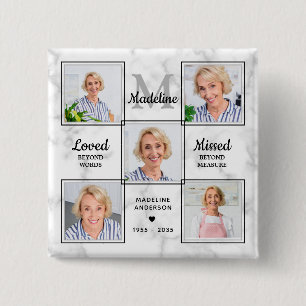 In Loving Memory Photo Collage Memorial Funeral Button