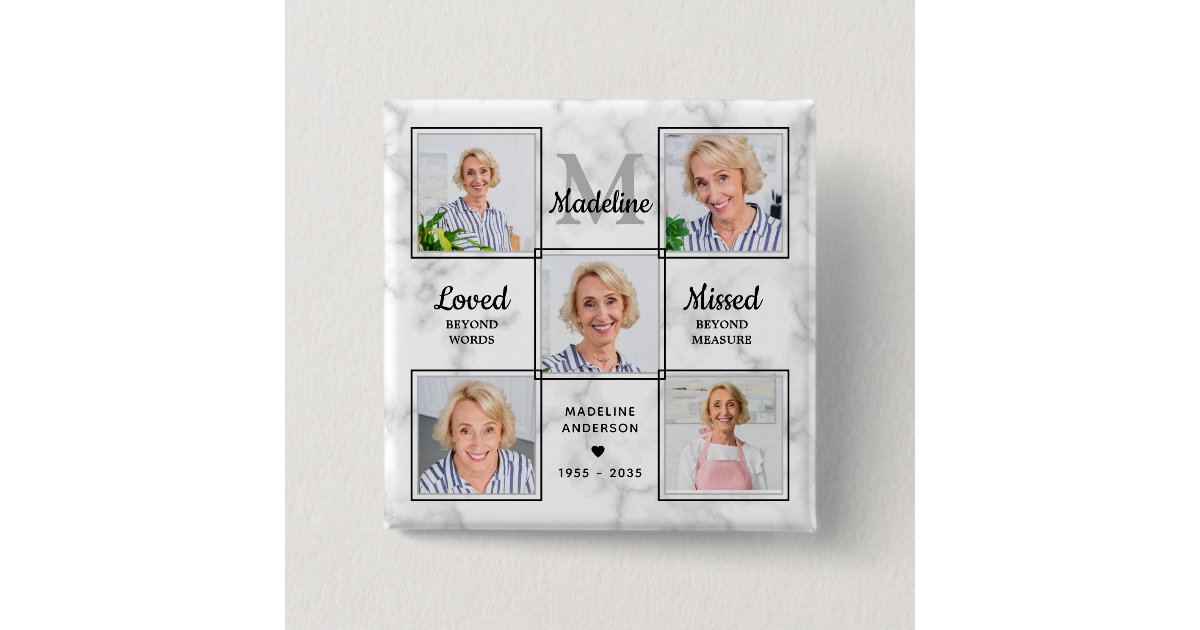 In Loving Memory Photo Collage Memorial Funeral Button | Zazzle