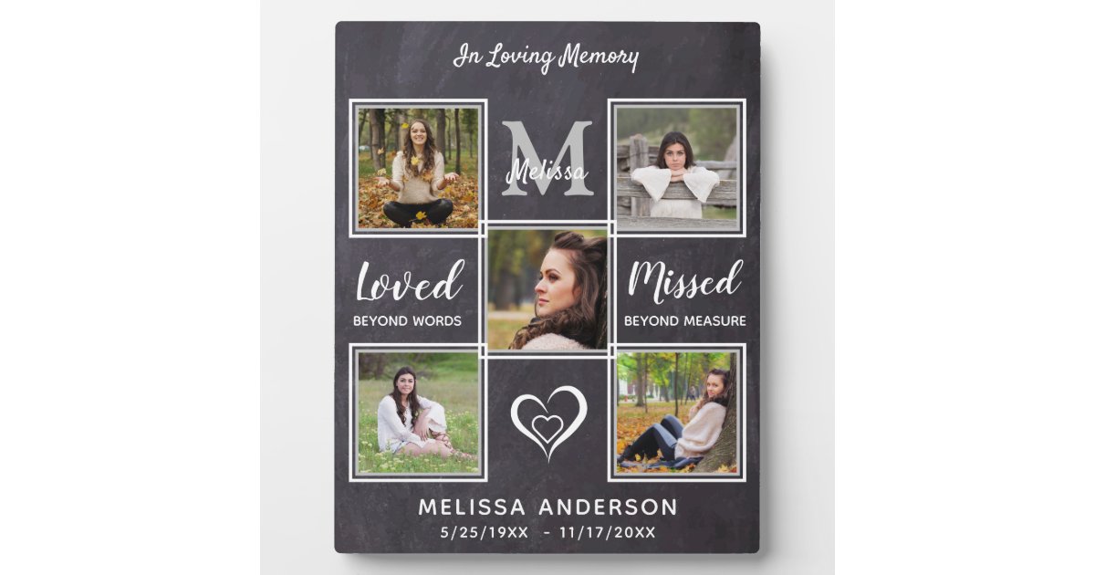 In Loving Memory Photo Collage Memorial Plaque
