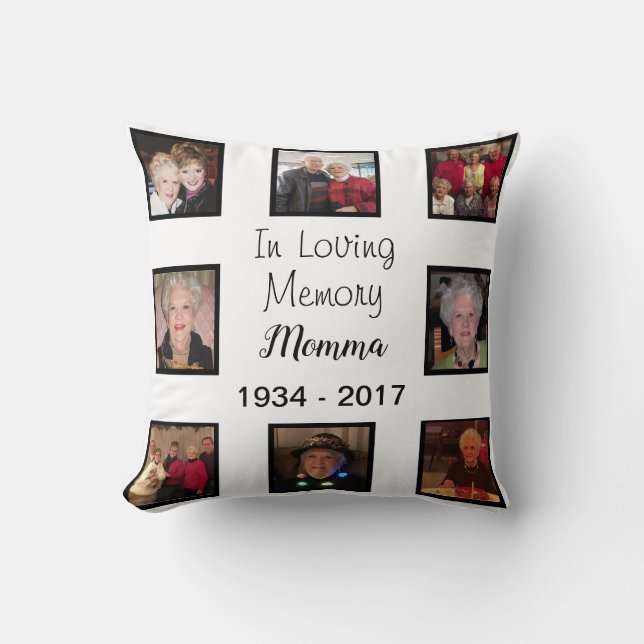 In Loving Memory Photo Collage Memorial Throw Pillow (Front)