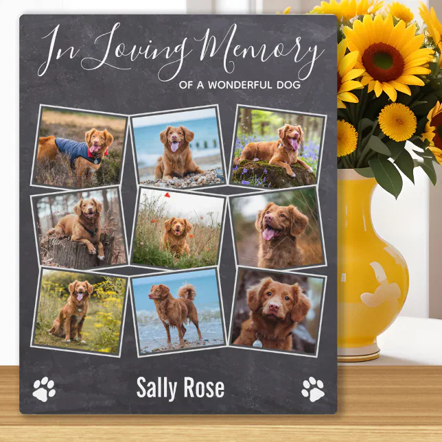 In Loving Memory Photo Collage Pet Memorial Plaque | Zazzle