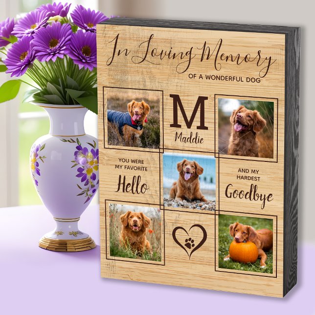 In Loving Memory Photo Collage Pet Memorial  Wooden Box Sign (Creator Uploaded)
