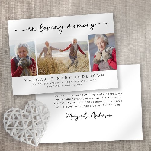 In Loving Memory Photo Collage Sympathy Thank You Card