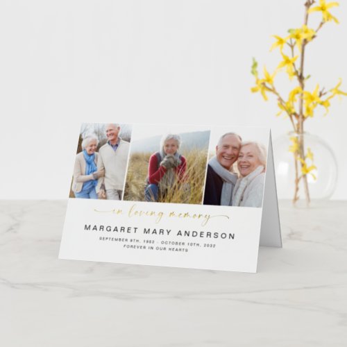 In Loving Memory Photo Collage Sympathy Thank You  Foil Greeting Card
