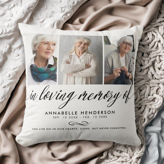 In Loving Memory Photo Collage Throw Pillow (Creator Uploaded)