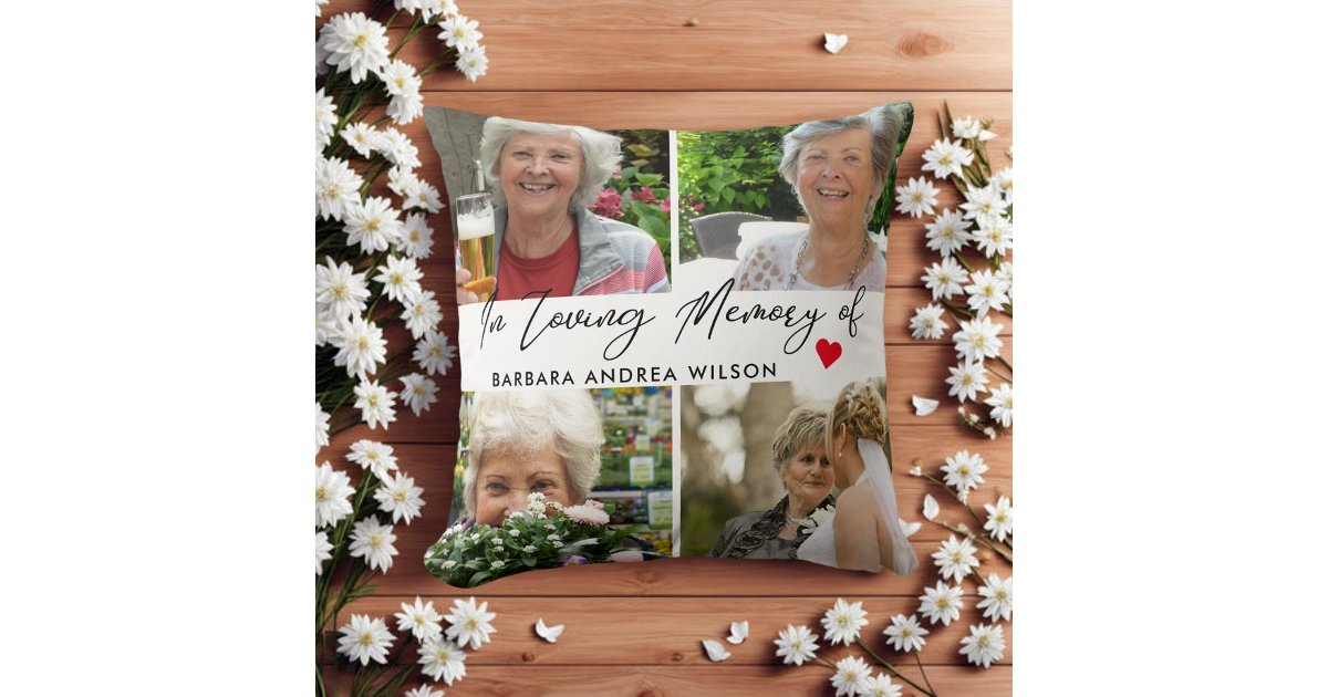 In Loving Memory Photo Collage Throw Pillow | Zazzle