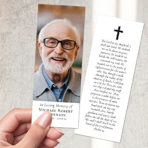 In Loving Memory Photo Cross Funeral Bookmarks