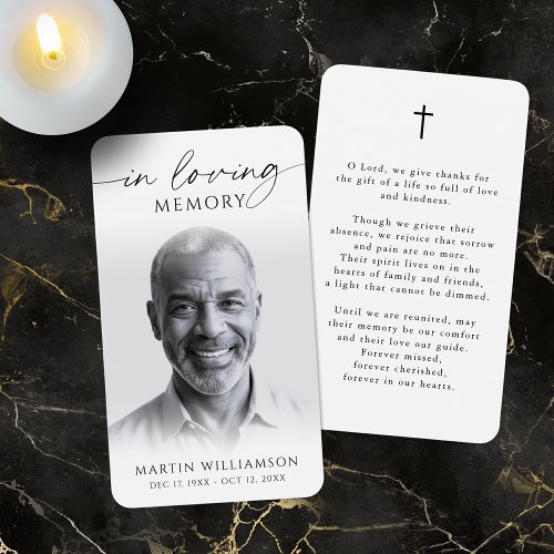 In Loving Memory Photo Cross Memorial Prayer Card
