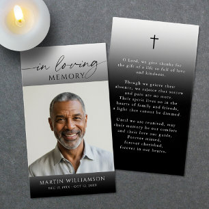 In Loving Memory Photo Cross Sympathy Prayer Card