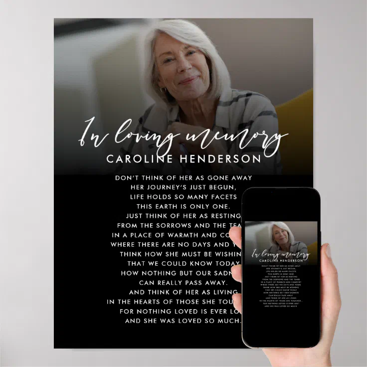 In Loving Memory Photo Custom Quote/Poem Print | Zazzle