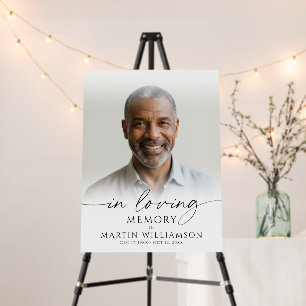 In Loving Memory Photo Elegant Script Funeral Foam Board