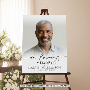 In Loving Memory Photo Elegant Script Funeral Foam Board