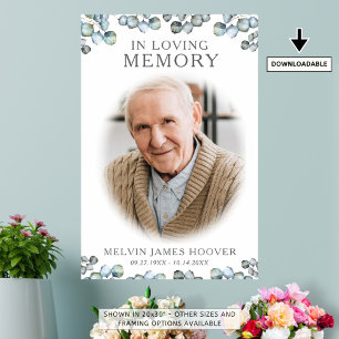 In Loving Memory Photo Eucalyptus Greenery Poster