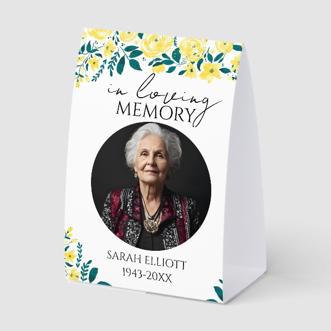 In Loving Memory Photo floral | Personali Paper Table Tent (Front)